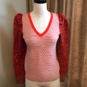 Anthropology Sweater with Puff Sleeves Size Small